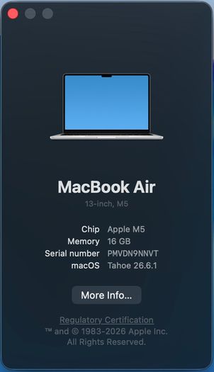 Apple MacBook Air 2026 13in M5 16GB 512GB - Silver