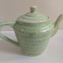 Stunning Art Deco 'Windsor Step' Shaped Teapot by Wade Heath, with a Stunning Rare Mottled Mint Green Glaze, Circa 1930+ Image 5