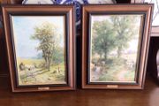 2 Large Wooden Framed Varnished Countryside prints