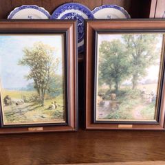 2 Large Wooden Framed Varnished Countryside prints