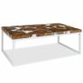 Coffee Table Teak Resin 110x60x40 cm White and Brown Image 3