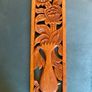 Hand Carved Long Balinese Wooden Sunflower Floral Relief Wall Art Decor Panel Image 9
