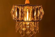 Ceiling Chandelier Drum Shade with Prismatic Acrylic Crystal Strips and Droplets