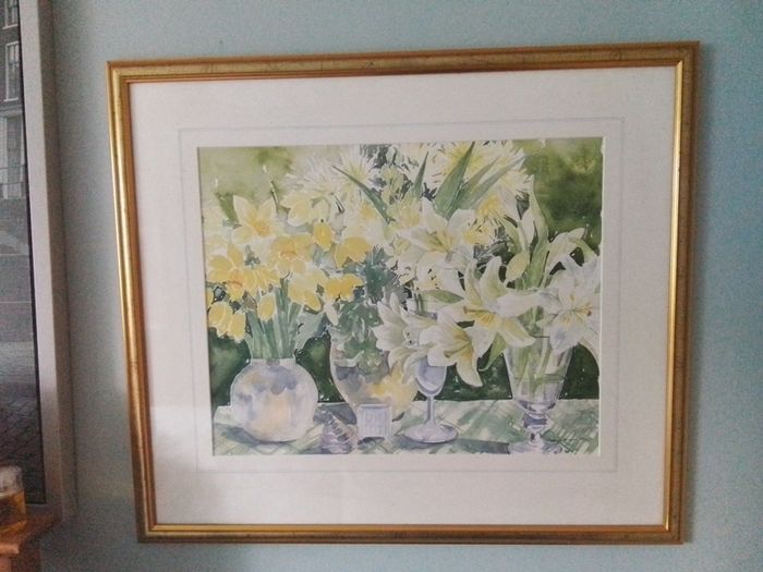 Gold Framed Still life Watercolour