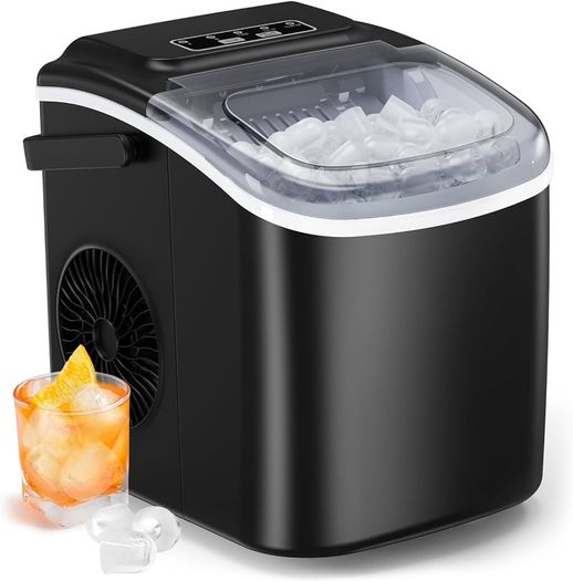 NEW SALE | Countertop Ice Maker Machine, 9 Cubes Ready in 6 Mins, 12 KG in 24Hrs, Self-Cleaning Ice Machine with Ice Scoop and Basket