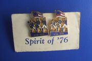 SPIRIT OF '76 (American Bicentenary of Independence) - a vintage pair of commemorative badges on backing-board (1976)