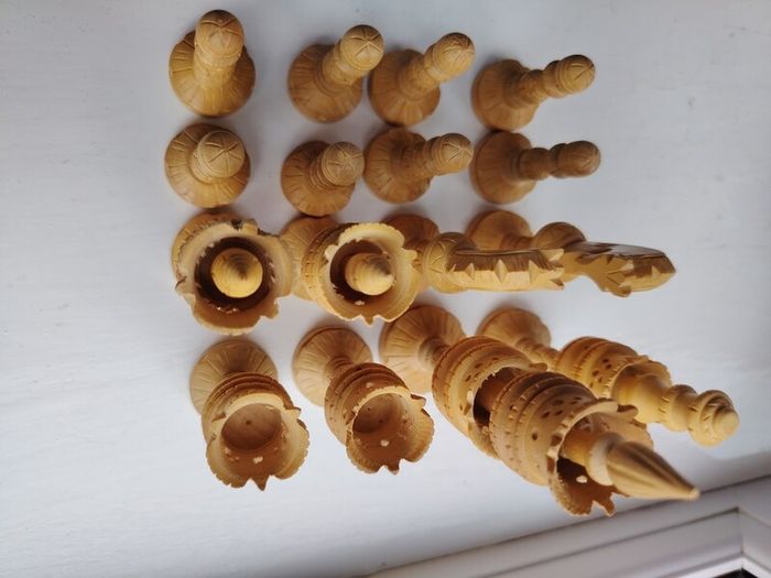 The Regency Company Lotus Flower Carved Chess pieces made of Sheesham