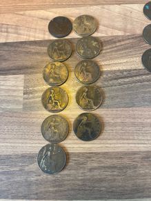 24 Antique English Pennies 1896-1967