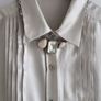 Burberry 100% Silk Oyster Blouse with Silver Monogram Buttons Sz 44 (Fit 10UK) Image 6