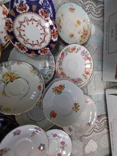 Mixed collection of china saucers