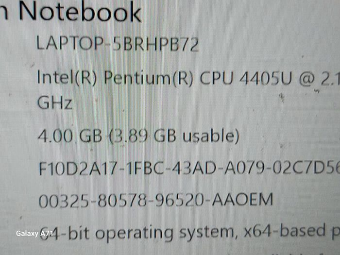 HP Pavillion 14 inch Laptop Model 14-a1092no, Intel Pentium CPU 4405U, 2.1GHz 4GB Ram, 150GB HDD, Windows 10, Microsoft Edge, Chrome,