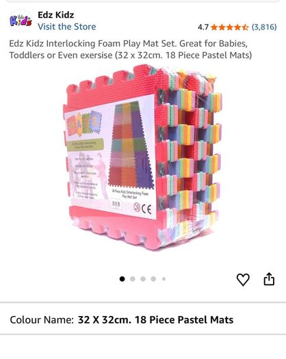Edz Kidz Interlocking Foam Play Mat Set.  (32 x 32cm.) 72 mats