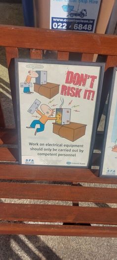 2 x framed safety pictures for ESB illustrated images,,,buyer collects, nice for any advertising wall display,,one glass broke on one picture,but can be easy replace ,,sold as seen,I reckon 80s 90s
