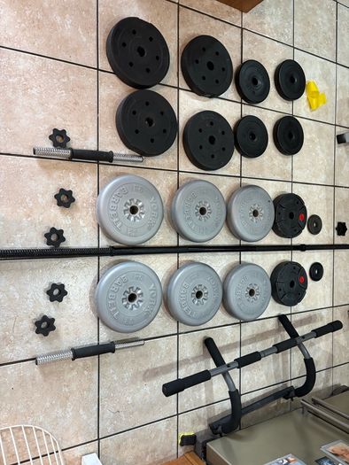 Weight Bench + Chin Up, 50kg Weight, Mats, Bars!