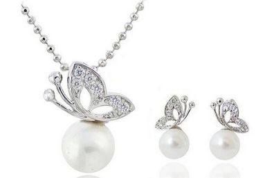 Butterfly Pendant & Earrings Set