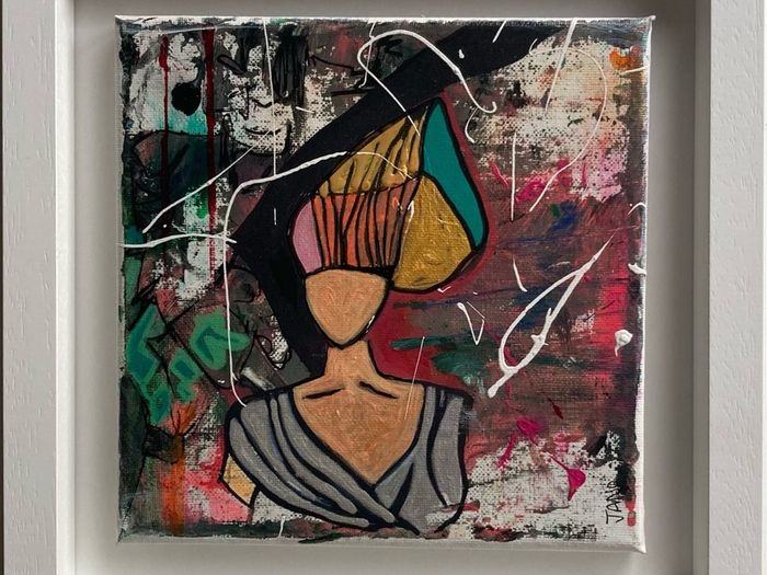 Framed Original Eighties Theme Hairdo Theme Art Contemporary Art Painting  Original Gift