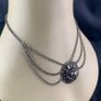 Mid Century Silver Tone Swag Chain Necklace Image 6