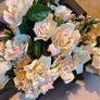 cream and pink gorgeous roses on stems silk flowers wedding Image 2