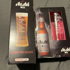 Asahi beer Official half Pint 2 Glasses set brand new