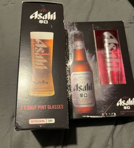 Asahi beer Official half Pint 2 Glasses set brand new