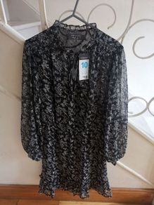 Black dress with silver leaf effect and glitter BNWT