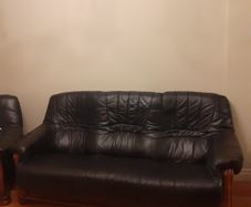 3 piece black leather sofa