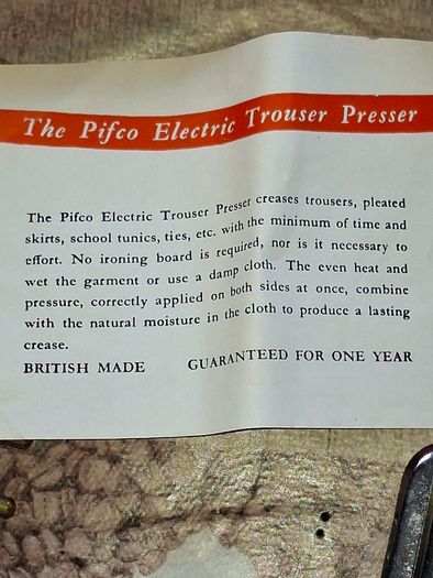 Pifco Electric Trouser Presser from the 1950s. Postage Available or Collection