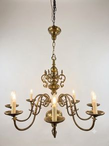 Exquisite Quality Antique Eight-Branch Flemish Brass Chandelier