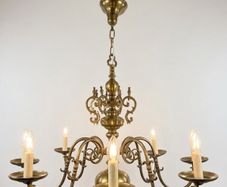 Exquisite Quality Antique Eight-Branch Flemish Brass Chandelier