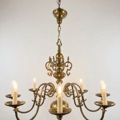 Exquisite Quality Antique Eight-Branch Flemish Brass Chandelier