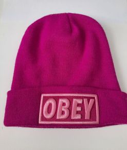 Pink 'Obey' Beanie