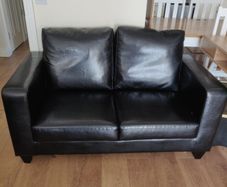 black leather sofa