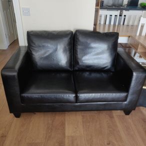 black leather sofa