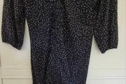 Spot pattern midi dress with tie detail