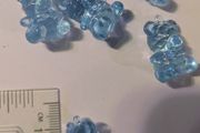 6 Blue resin teddy bear charms - craft supplies