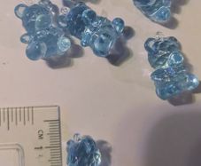 6 Blue resin teddy bear charms - craft supplies