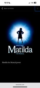 2 Tickets Matilda Circle Row B Friday 18th @ 730pm