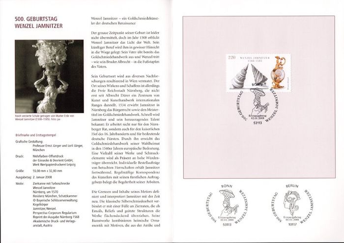 2008 Bundes Republic Deutschland (Germany) Federal Annual Stamp EFT Collection 2008. Includes 49 images of contents