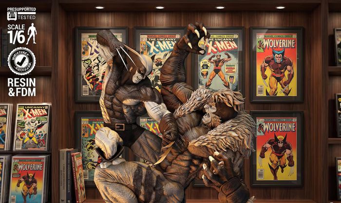 3D printed resin Wolverine & Sabretooth 1/6 scale figure
