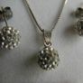 925 Sterling Silver Shamballa Style Crystal Disco Ball Earrings Pendant + Necklace Set Image 5