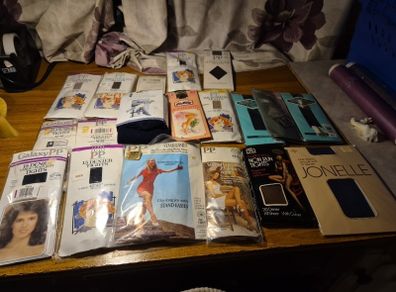 Vintage Bundle of 20 Tights Micromesh, Ski tights, fine smooth tights, Denier tights