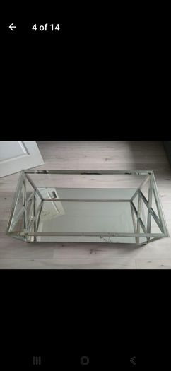 glass with mirror base coffee table