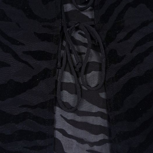 Motel Rocks Black Zebra Flocked Mesh Lace Up Cami Tank Top Size S