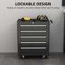 5-Drawer Tool Chest with Wheels, Steel Lockable Tool Storage Cabinet with Handle, 2 Keys for Garage, Workshop, Black Image 6