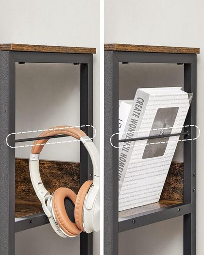 New 3 Tier Ladder Shelf Bookcase (Rustic Brown) FREE P&P
