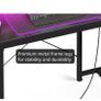 Gaming Desk with LED Lights, 120x50 cm Computer desk with Power Outlets Image 2