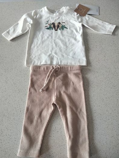 baby outfit - badger print top and Bottom