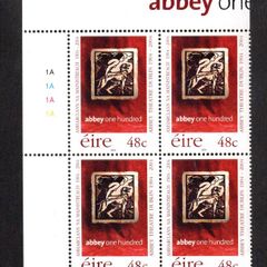 2004 Ireland Centenary of the Abbey Theatre Commemorative Stamp Plate Block 1A1A1A1A Mint Never Hinged (MNH)