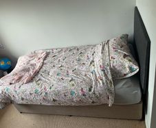 Single bed upholstered base and headboard