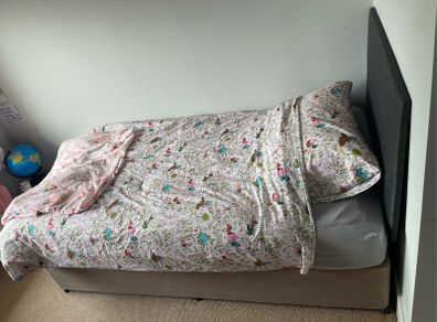 Single bed upholstered base and headboard